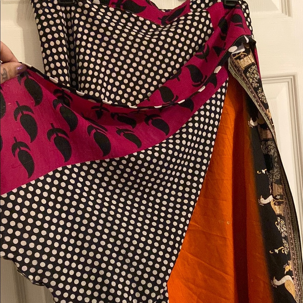 Multicolor Patterned Goddess Mini Wrap Skirt - image 5